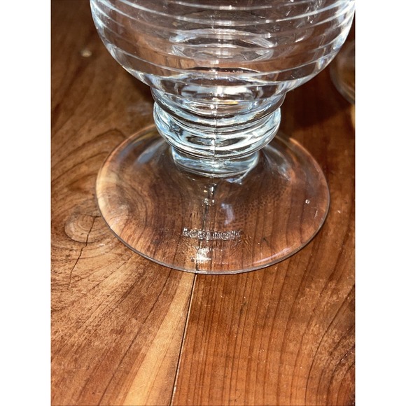 Irish Coffee Mugs Clear Cups Ribbed Pedestal Made in Portugal Set Of 4 Farmhouse - Picture 5 of 6